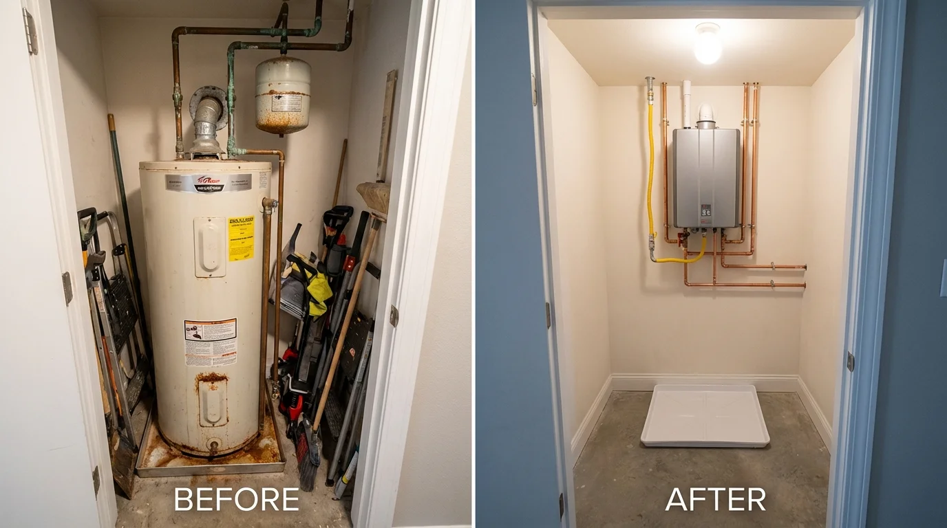 Tank water heater versus wall-mounted tankless unit comparison for Torrance, CA homeowners