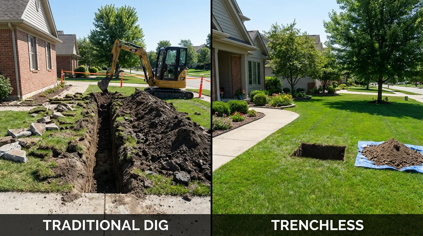 Trenchless sewer repair with minimal yard damage versus traditional excavation in Torrance, CA